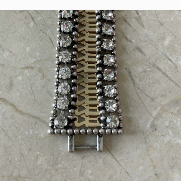 Stella and Dot Silver & Gold Clear Crystals Portia Statement Bracelet ☘☘☘ - Picture 5 of 6